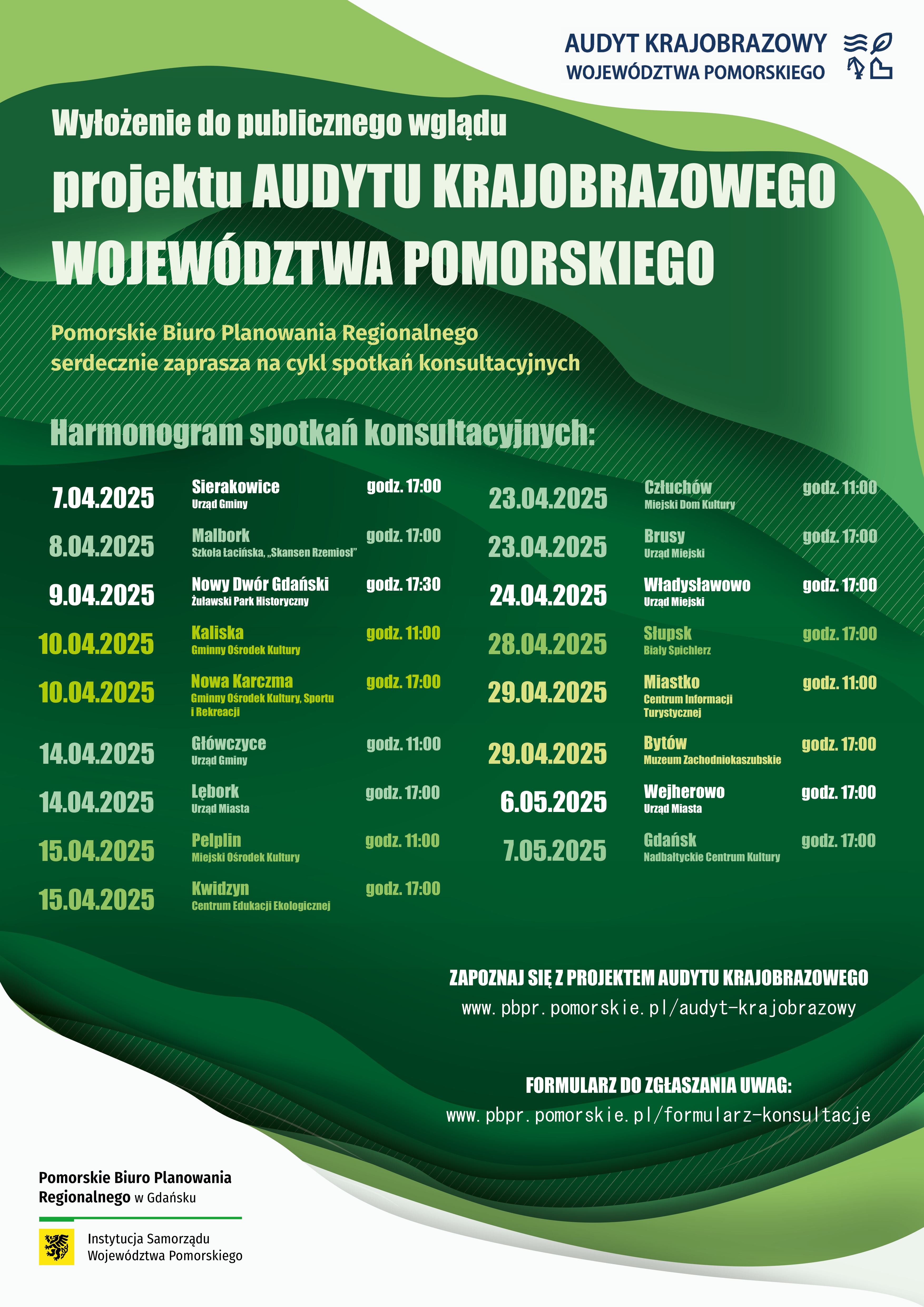 Harmonogram spotkań konsultacyjnych: