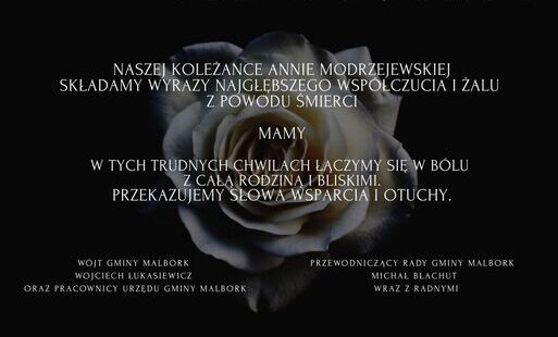 Wyraz współcucia dla koleżanki Anny Modrzejewskiej z powodu śmierci mamy